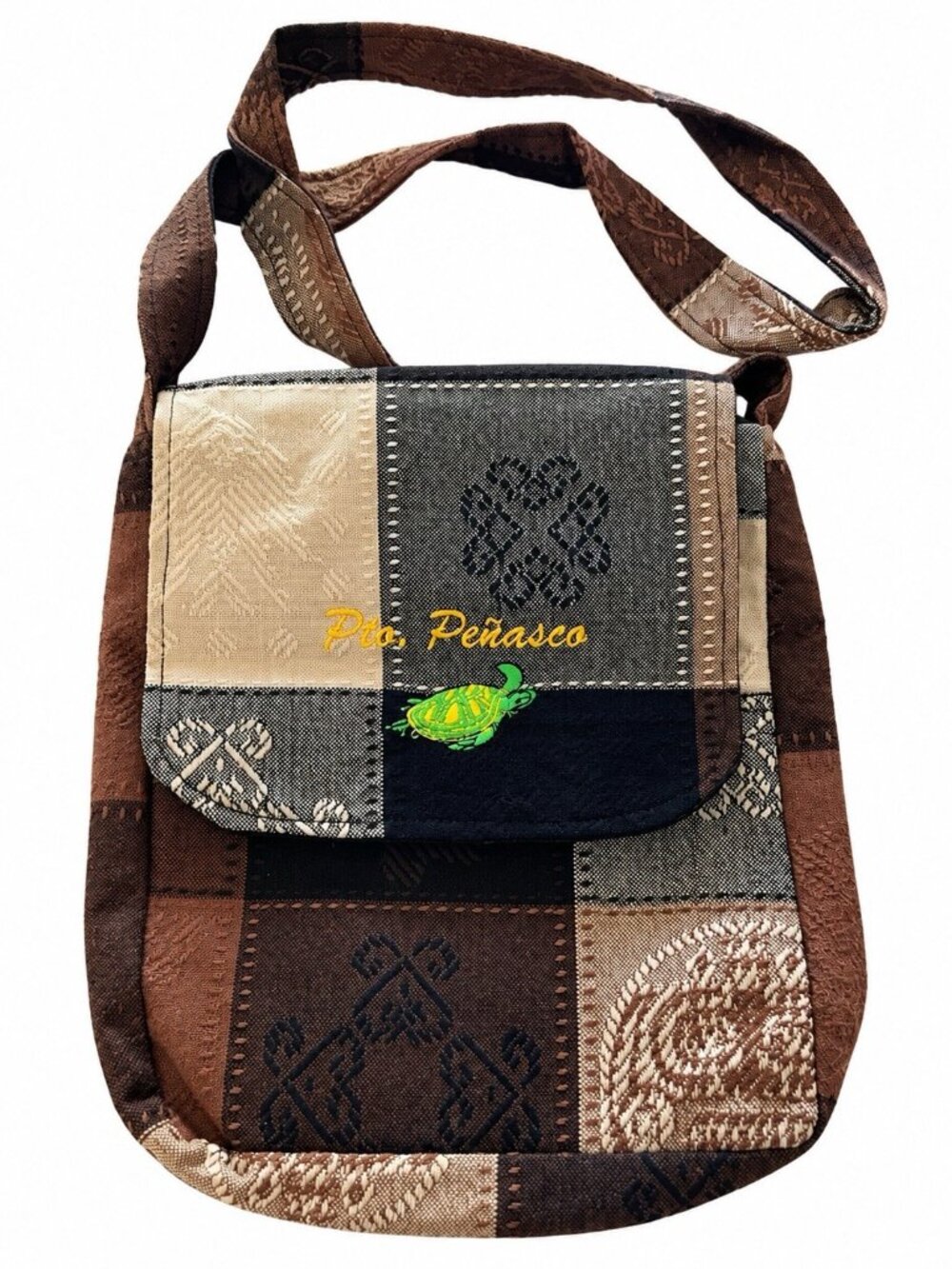Boho Woven Color Block Crossbody Shoulder Bag Puerto Penasco Multicolor